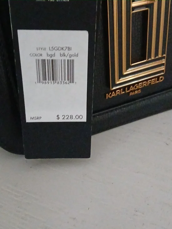 Karl Lagerfeld Black Crossbody Bag with Gold Stud Accents - Picture 5 of 6